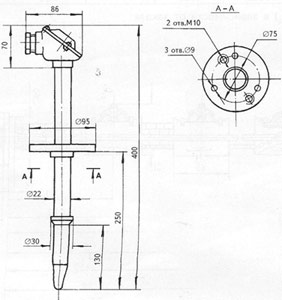 Рис.1. Чертеж термопреобразователя ТХК-2888