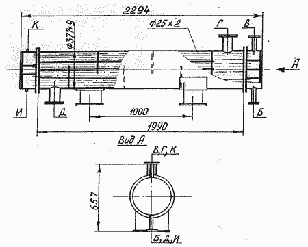 Габаритные размеры теплообменника СФ-329.10